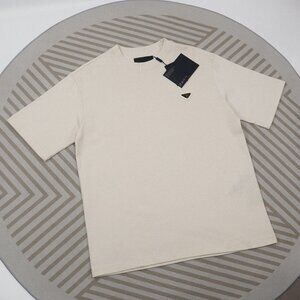 Prada gold triangle logo round neck short sleeves